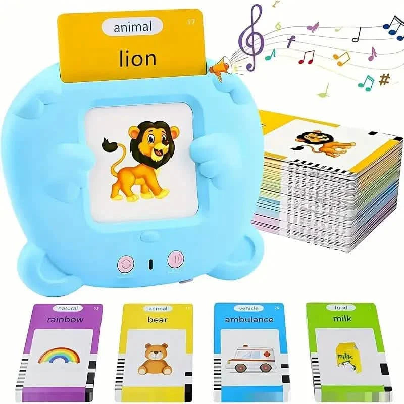 Flash Card Learning Toy – 112 Cards, 224 Words | USB Rechargeable Reading Toy for Kids (Pink/Blue)